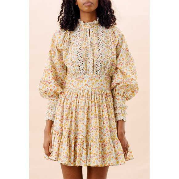 byTiMo Dresses & Skirts - NEW byTiMo Cotton Slub Mini Dress Floral Print Eyelet Lace Flower Garden Small